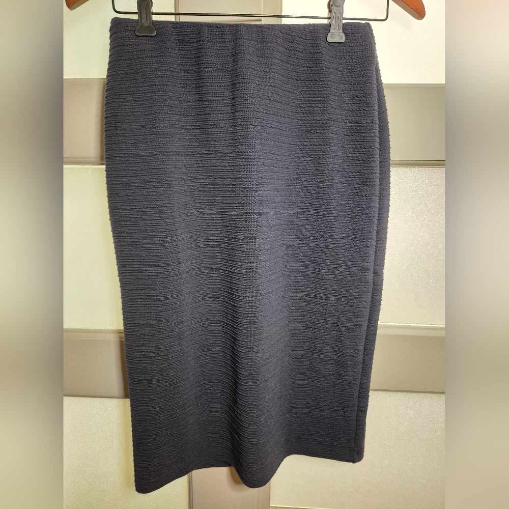 Premise Blue Ribbed Pencil Skirt Knee-Length